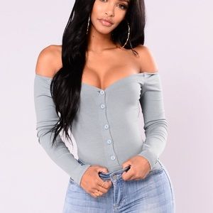 COPY - Fashion Nova Off Shoulder Bodysuit-Blue